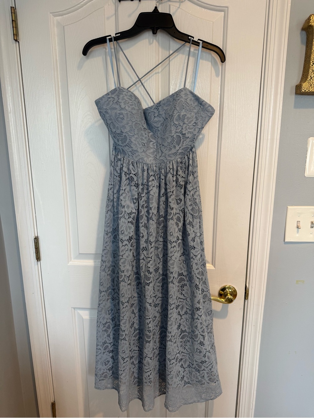 Anthropologie BHLDN Lace Cami Midi Dress in Light Blue